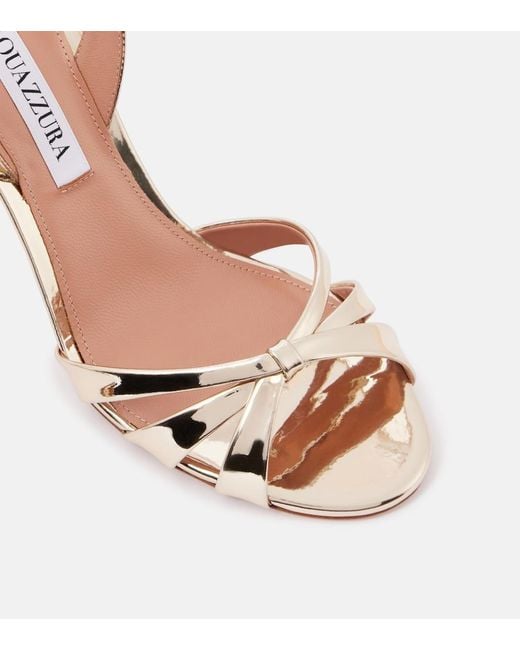 Aquazzura Pink Tati 85 Metallic Leather Sandals