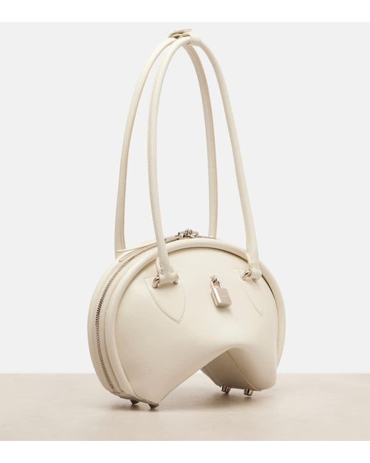 Acne White Bowlina Small Leather Shoulder Bag