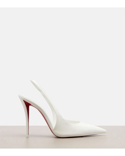 Christian Louboutin White Miss Z Patent Leather Slingback Pumps