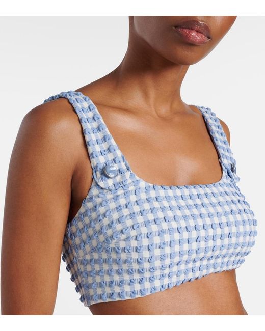Jonathan Simkhai Blue Ainsley Gingham Bikini Top