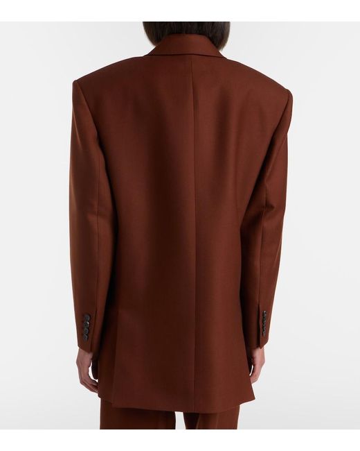 Saint Laurent Brown Double-Breasted Cashmere Blazer