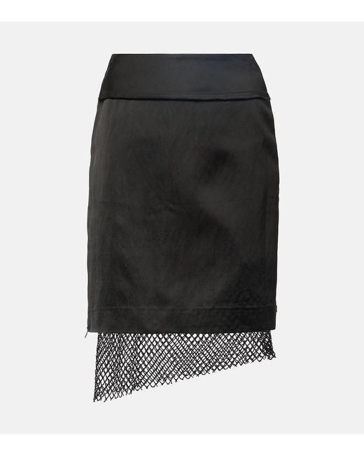 JACQUES WEI Black Satin Midi Skirt