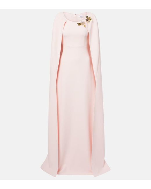 Safiyaa Pink Yuna Caped Embellished Gown