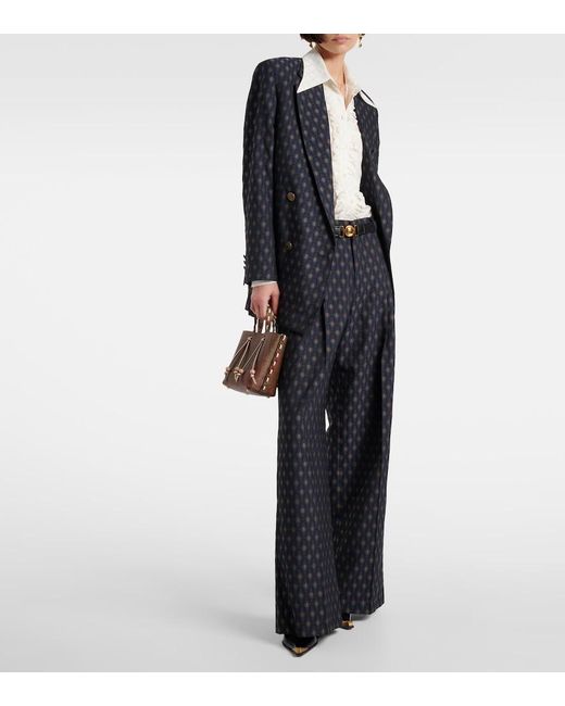 Etro White Printed Silk-Blend Satin Blouse