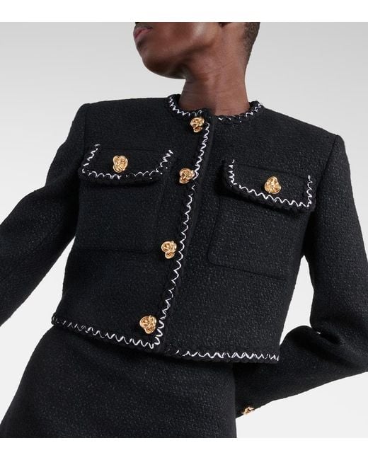 Blazer de tweed de mezcla de lana Alexander McQueen de color Black