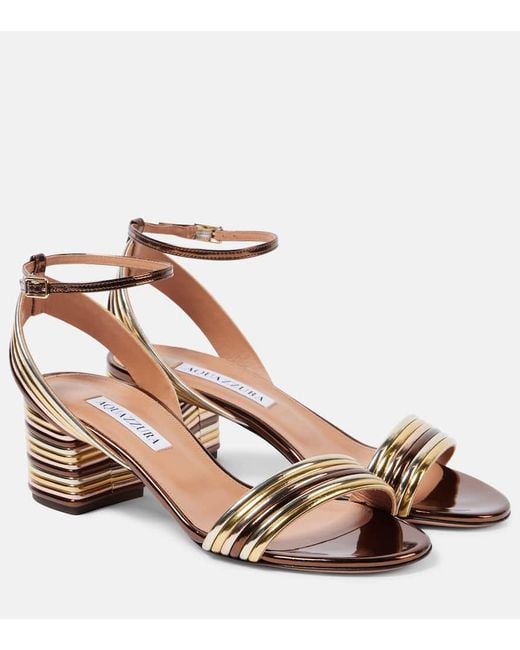 Aquazzura Brown Sundance 50 Faux Leather Sandals