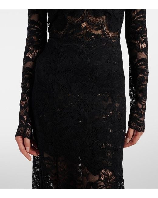 Rabanne Black Floral Lace Maxi Skirt