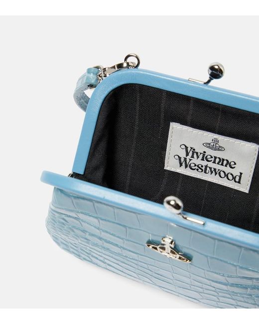 Vivienne Westwood Blue Vivienne's Croc-effect Leather Tote Bag