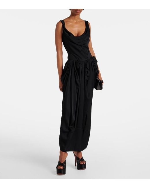 AMINA MUADDI Black Salma 155 Satin Platform Mules