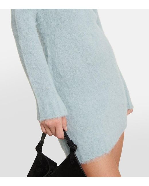 AMI Blue Turtleneck Wool-Blend Minidress