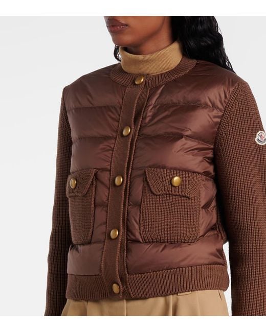 Moncler Brown Wool-Trimmed Down Jacket
