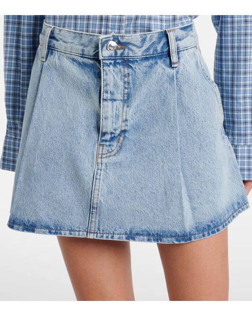 Minifalda De Denim Plisada FRAME de color Blue
