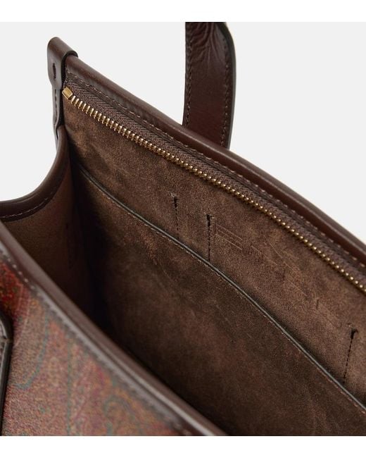 Etro Brown Tote Bag Bauletto Large Aus Canvas Mit Leder
