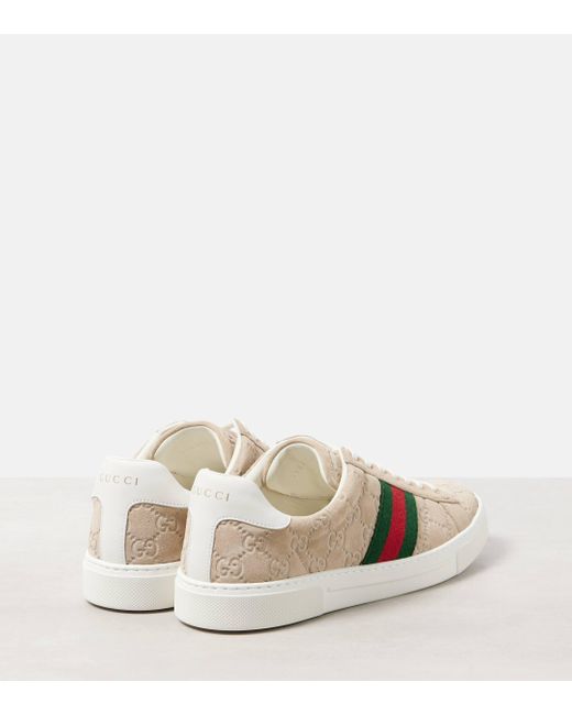 Gucci White Ace Suede Sneakers