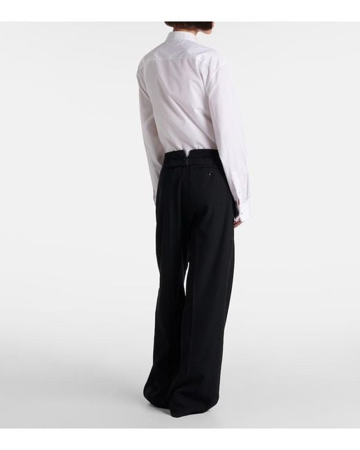 The Row Blue Felicita Wool Twill Wide-Leg Pants