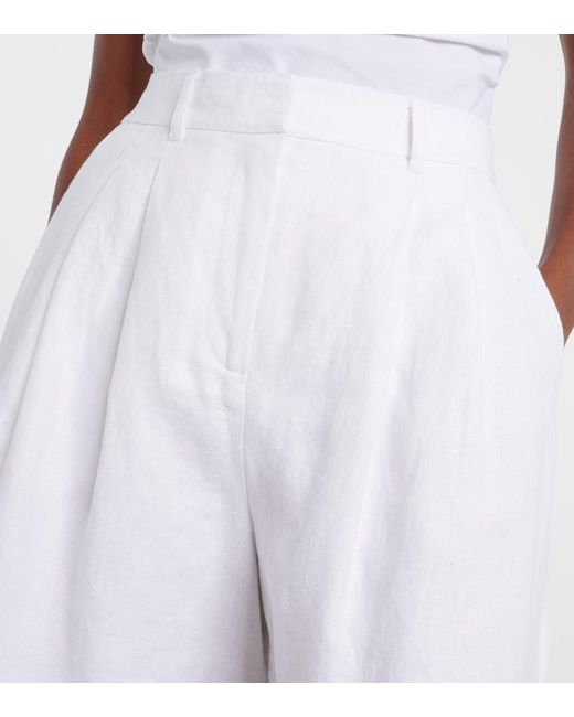 Posse White Marchello High-Rise Linen Shorts