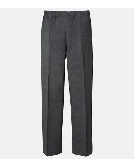 Pantalones Rectos De Punto Miu Miu de color Gray