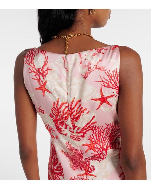 Versace Red Barocco Sea Camisole-Kleid Aus Seide