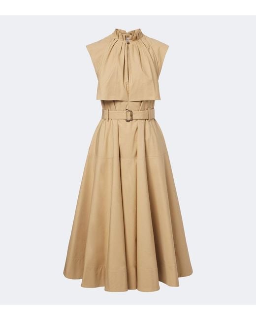 Burberry Natural Caped Cotton Poplin Midi Dress
