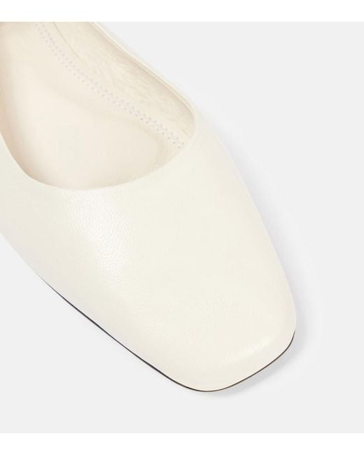 Souliers Martinez White Flamenca Leather Mary Jane Flats