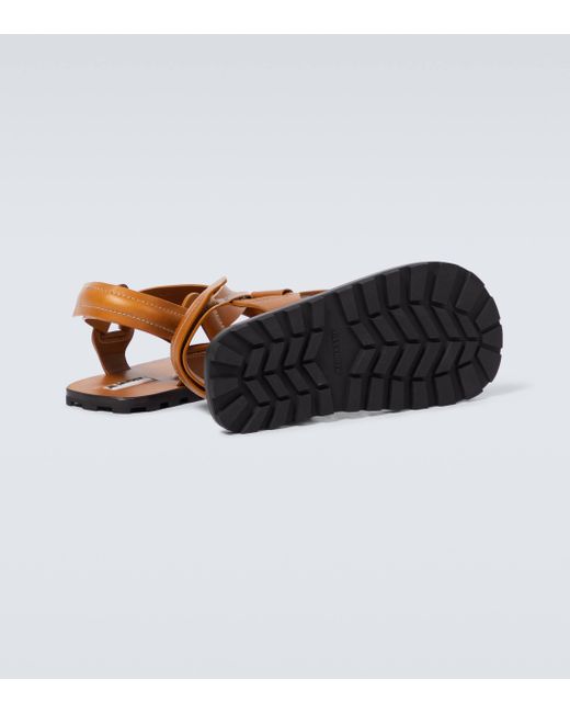 Jil Sander Brown Leather Sandals for men