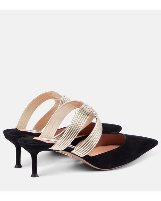 Aquazzura Metallic Esencia 50 Suede Mules