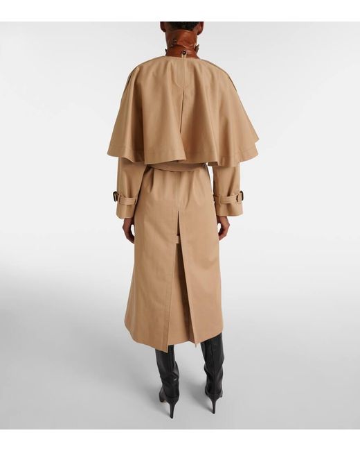 Gabardina De Algodon Con Capa Chloé de color Natural