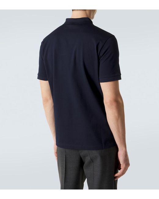 Prada Blue Cotton Pique Polo Shirt for men