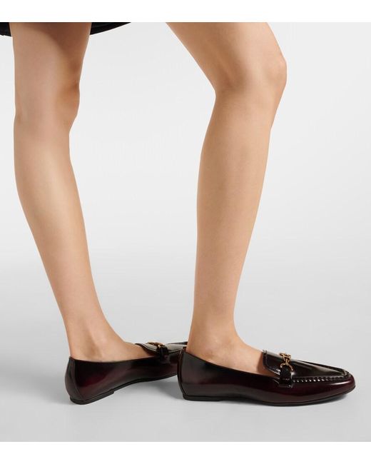 Tod's Brown Polished Leather Loafers