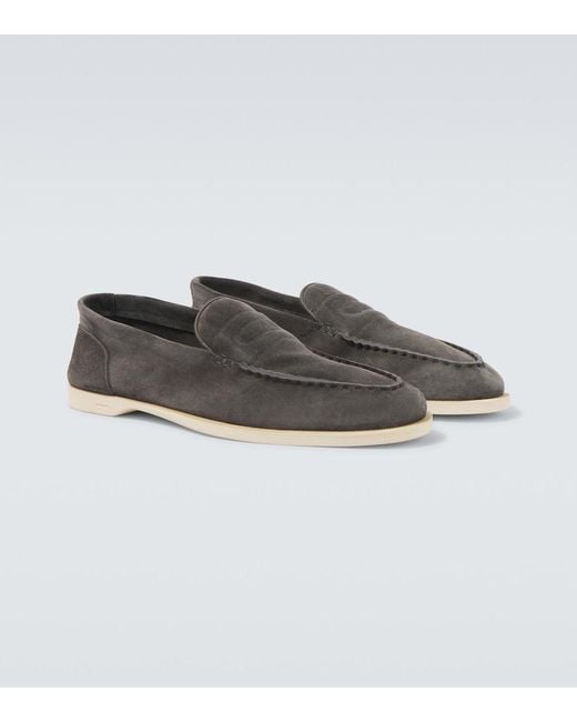 John Lobb Black Pace Suede Loafers for men