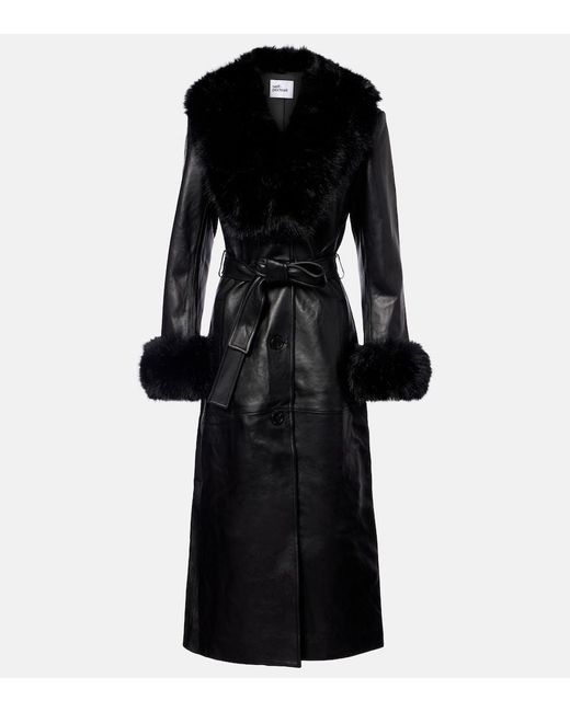 Self-Portrait Black Belted Leather Coat