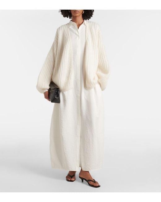 Totême White Open-Front Mohair-Blend Cardigan