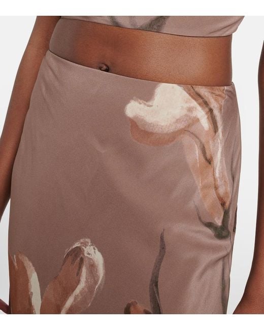 Sir Brown Azaliea Floral Silk Maxi Skirt