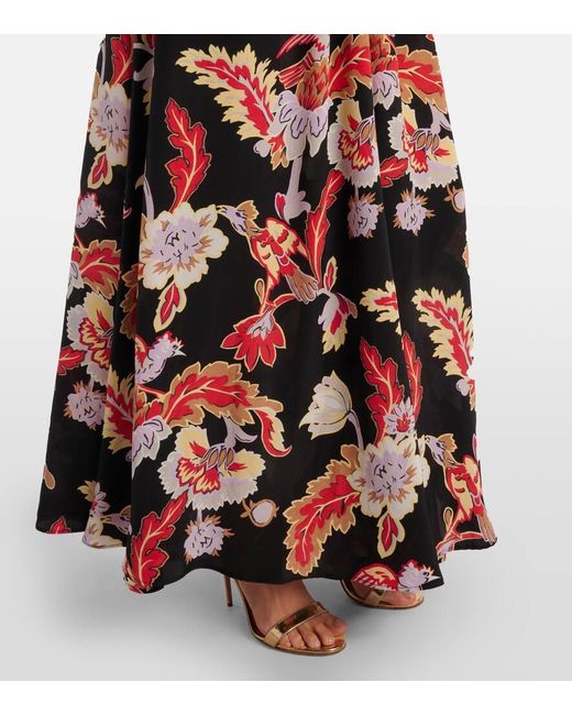 LaDoubleJ Printed Shirred Silk Maxi Dress