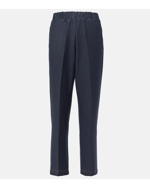 Pantaloni regular Ballata in misto cotone di Max Mara in Blue