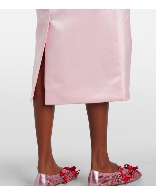 Simone Rocha Pink Draped Satin Midi Skirt