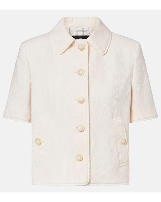 Etro White Cottton-Blend Jacquard Jacket