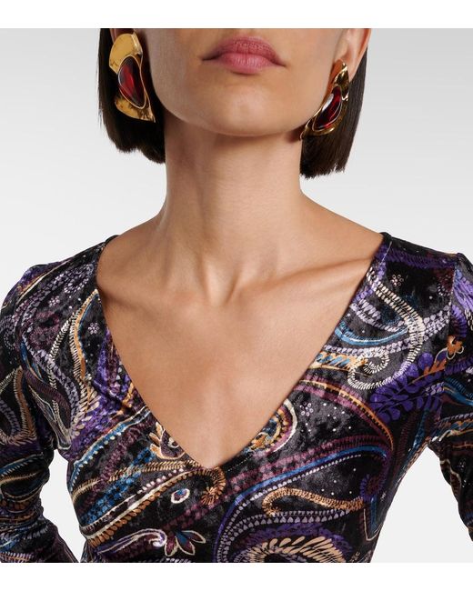 Etro Blue Paisley Velvet Top