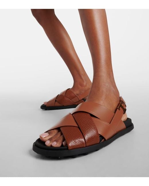 Tod's Brown Woven Leather Sandals