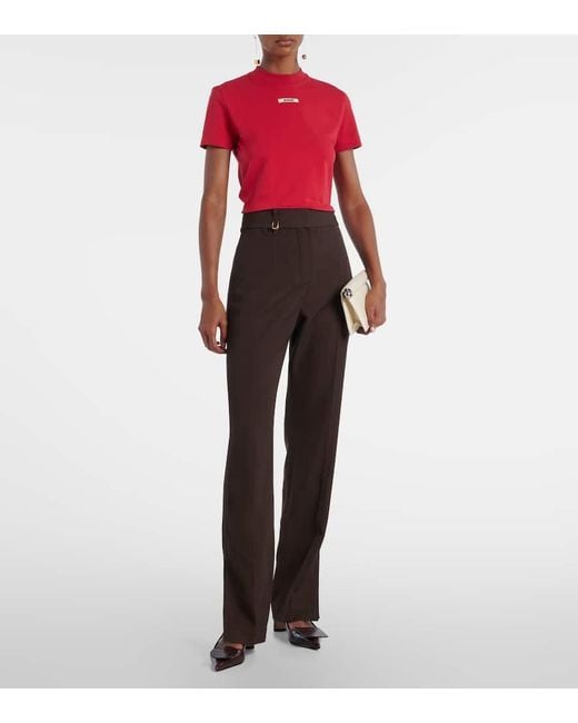Top De Jersey En Mezcla De Algodon Jacquemus de color Red
