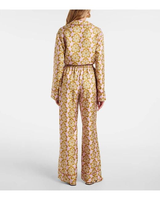 Pantalon De Pyjama En Soie A Fleurs LaDoubleJ en coloris Natural