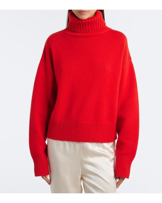 Extreme Cashmere Red N°434 Crop Xtra Cashmere Turtleneck Sweater