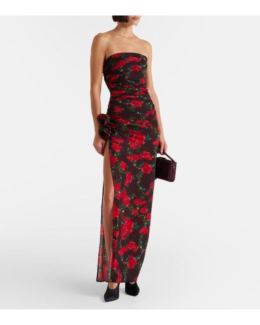 Magda Butrym Red Floral Ruched Gown