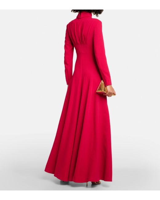 Emilia Wickstead Red Oakley Pleated Crepe Maxi Dress