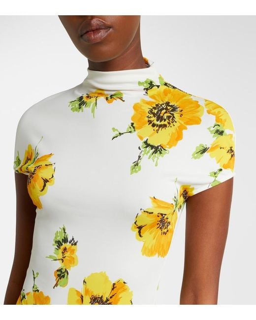 Alaïa Metallic Floral Ruched Jersey Maxi Dress