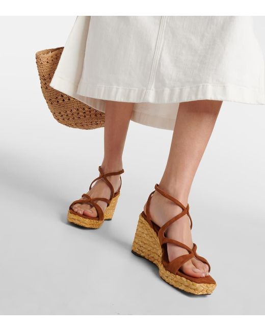 Jimmy Choo Brown Wedge-Sandalen Ayla Aus Veloursleder