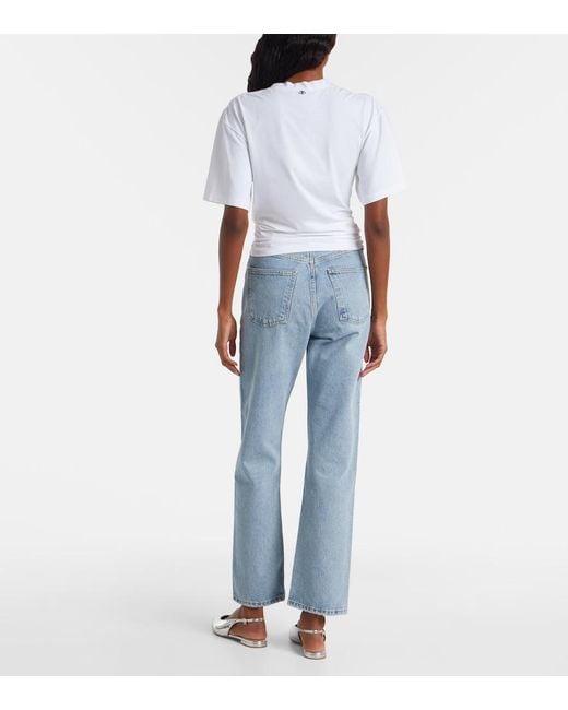 Rabanne White Printed Cropped Cotton-Blend T-Shirt