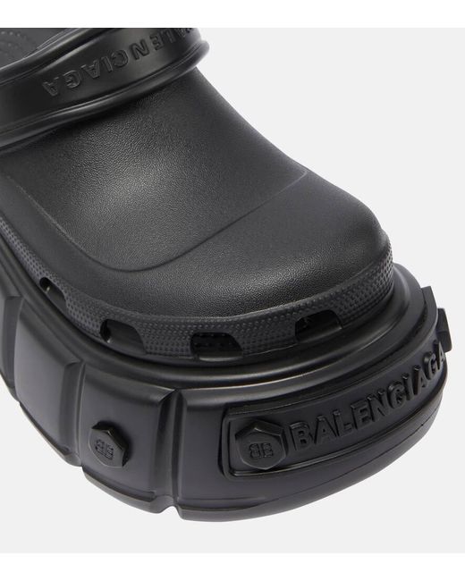 Balenciaga X Crocs Hardcrocs Platform Slides in Black | Lyst