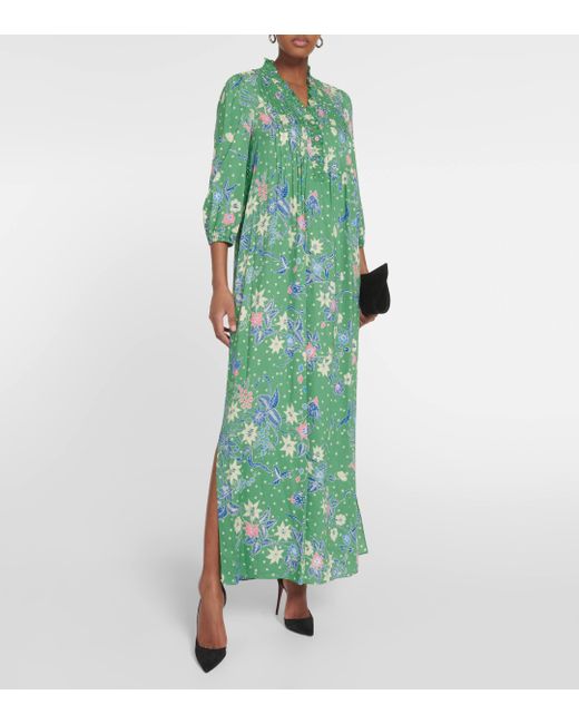 Diane von Furstenberg Green Layla Printed Jersey Maxi Dress