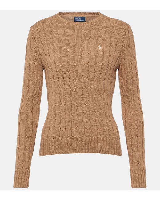 Ralph Lauren Brown Cable-knit Wool-cashmere Sweater